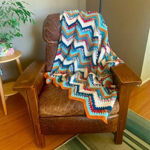 Handmade Crochet Chevron Blanket/Throw